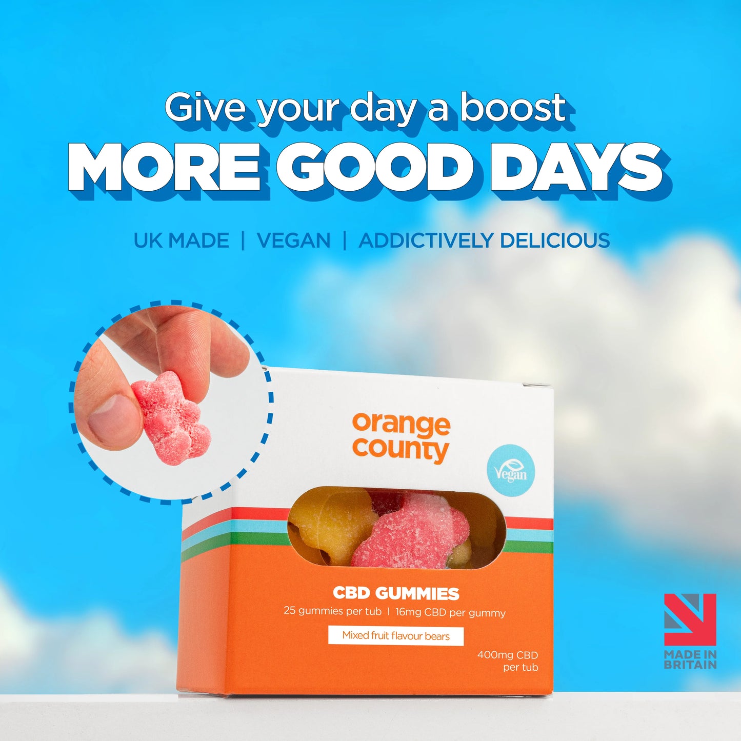Orange County CBD Gummy Bears 400mg mix flavour 25pcs