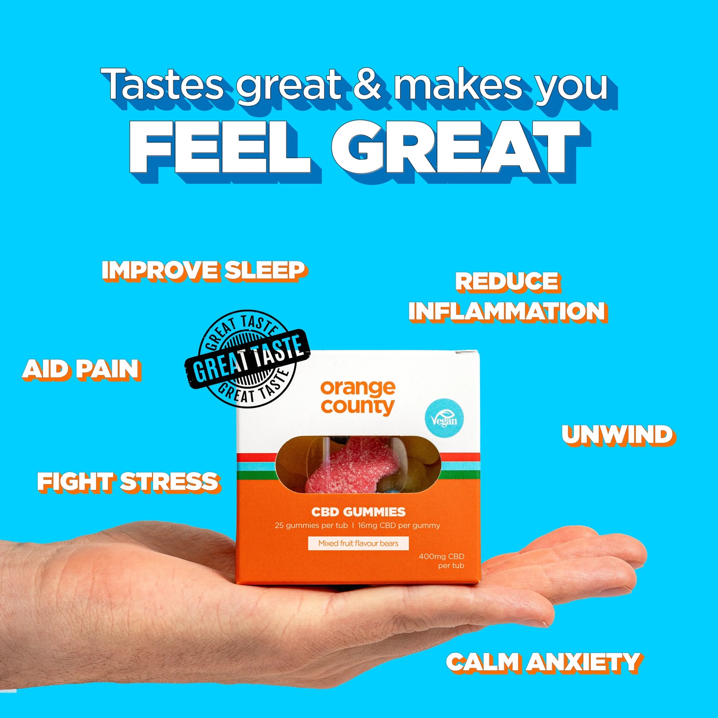 Orange County CBD Gummy Bears 400mg mix flavour 25pcs