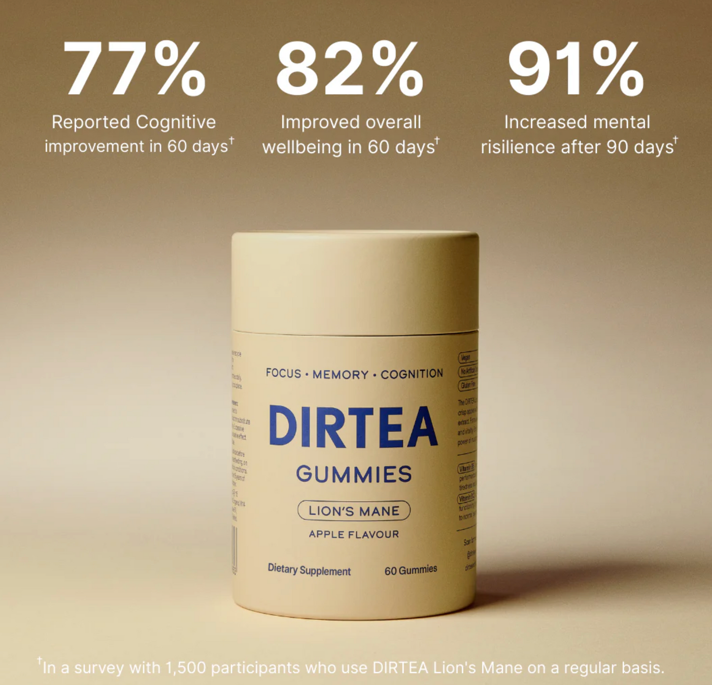 DIRTEA Focus Gummies - Focus, memory, cognition 60pcs