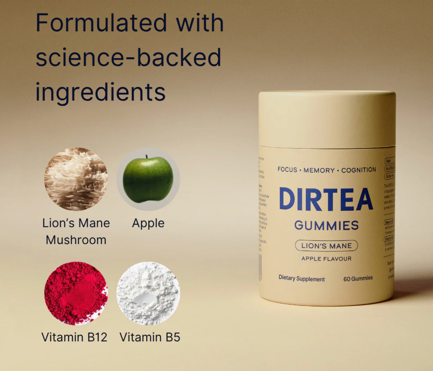 DIRTEA Focus Gummies - Focus, memory, cognition 60pcs