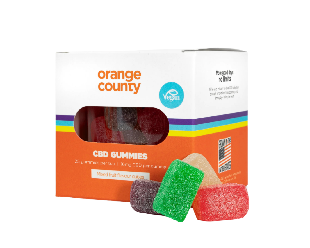 Orange County CBD Gummy Cubes Mixed Fruit Flavours 400mg 25pcs